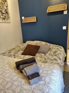 Ένα ή περισσότερα κρεβάτια σε δωμάτιο στο Les Rêves d'Eden Gite dans Mas Cévenol -SPA privatif