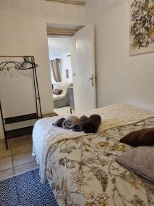 Postel nebo postele na pokoji v ubytování Les Rêves d'Eden Gite dans Mas Cévenol -SPA privatif