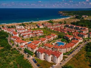 an aerial view of a resort near the ocean at Green Life Beach Resort Apartment in Sozopol