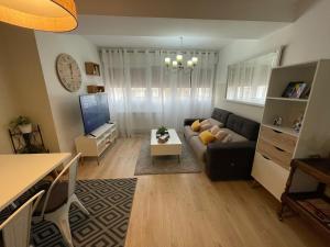 a living room with a couch and a tv at San Agustin Centro in Logroño