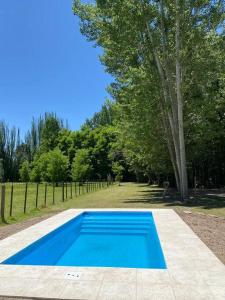 a blue swimming pool in the middle of a park at Best Logde Valle de Uco , Mendoza .Casa Calma in Vista Flores
