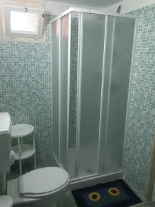 マリーナ・ディ・マンカヴェルサにあるBaccaversa camereのバスルーム(シャワー、トイレ付)