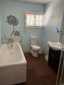 y baño con lavabo y aseo. en Kosy place en KwaMazambane