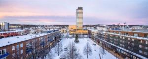 En generell vy över Skellefteå eller utsikten över staden från hotellet