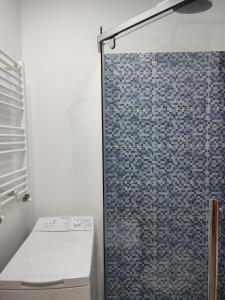 ブカレストにあるNice Studio in Old Townのバスルーム(シャワー、洗面台、トイレ付)