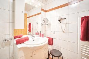 a bathroom with a sink and a shower at Haus Sonnenweg in Leutasch +45 photos