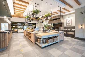 a large kitchen with a large island in a restaurant at Midgard in Khorusepa