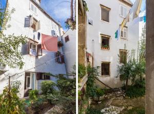 dos fotos de un edificio de apartamentos y un edificio con ventanas en Mila apartments in old town centre, en Zadar