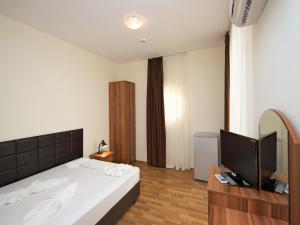 1 dormitorio con 1 cama y TV de pantalla plana en Hotel Golden Ina, en Sunny Beach