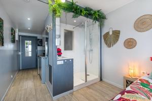 a bathroom with a shower in a room at Sweet dream Port nature in Cap d'Agde