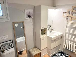 Un pequeño baño con lavabo y ducha. en Maison charmante à Maillane avec piscine privée, en Maillane 12 fotos más