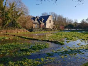 a house in the middle of a river with algae at Le Chalet des Roses in Veules-les-Roses