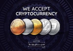 un grupo de monedas criptográficas en un círculo en The Mayflower Hotel en Beirut