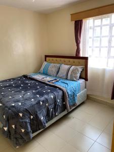a bedroom with a bed and a window at Joshua’s place: cosy furnished one bedroom apt in Meru