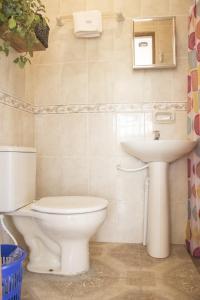 łazienka z toaletą i umywalką w obiekcie Colina Verde w mieście Samaipata