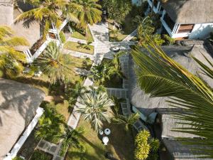 una vista aérea de un patio con palmeras en Constance Sakoa Boutik en Trou aux Biches