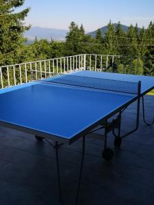 una mesa de ping pong azul en el techo en Casa BonDia en Paraul Rece