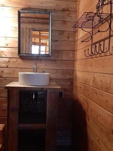 Ein Badezimmer in der Unterkunft Safari lodge tent op prachtige plek