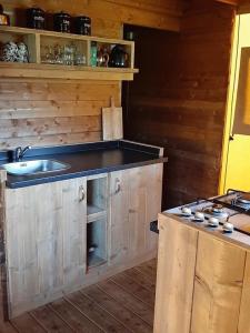 Cuisine ou kitchenette dans l'établissement Safari lodge tent op prachtige plek