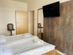Televízia a/alebo spoločenská miestnosť v ubytovaní Tulip by Baltic Home