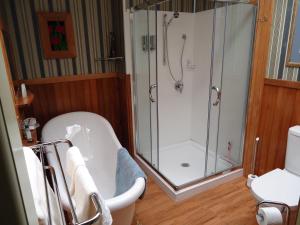 a bathroom with a shower and a bath tub at Astonleigh Villa Bed & Breakfast in Te Awamutu