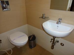 a bathroom with a sink and a toilet at Hotel Sky Lite in Coimbatore