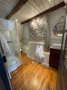 a large bathroom with a shower and a sink at Chalet / Maison Bourgeoise entièrement rénovée in Vignec