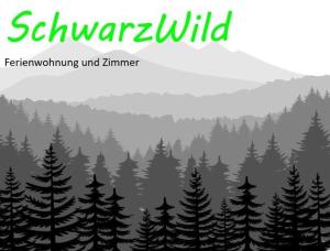 a black and white forest with trees and mountains at SchwarzWild - Ferienwohnung und Ferienzimmer in Baiersbronn