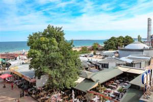 an aerial view of a market near the ocean at Menada Midia Apartments in Sunny Beach