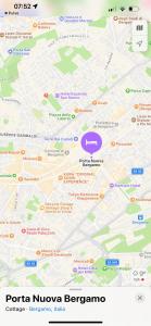 ベルガモにあるPorta Nuova Bergamo Apartments CIM123の紫の丸のプエルト・ドゥランゴ地図