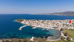 an aerial view of a small island in the water at Aeginia 2 in Perdika