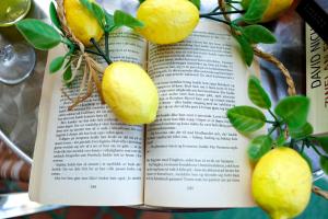 un libro abierto con limones en las páginas en MaLu' B&B, en Sorrento