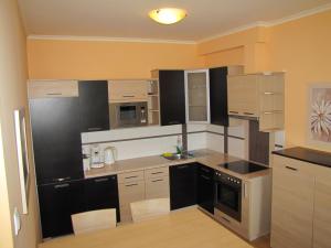 Kuchyň nebo kuchyňský kout v ubytování Dunalux Apartman