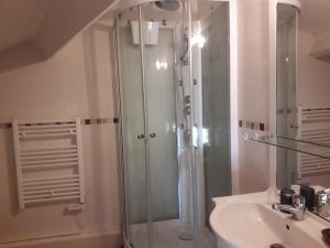 a bathroom with a shower and a sink at La P'tite Maison in Lisle +16 photos