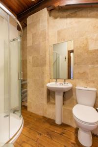 ein Bad mit einem WC, einem Waschbecken und einer Dusche in der Unterkunft The Nave - Norfolk Holiday Properties in Gorleston-on-Sea