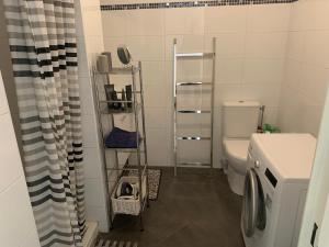 a bathroom with a toilet and a washing machine at Appartement Fodéré 2 in Nice