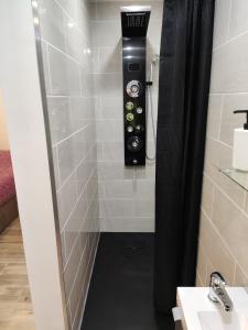 eine Dusche im Bad mit Dusche in der Unterkunft Studio plein pied in Hérin