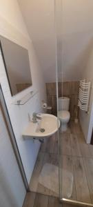 a bathroom with a sink and a toilet at Willa Bryza Rewa in Rewa +14 photos