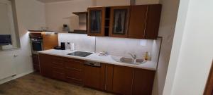 Kuchyň nebo kuchyňský kout v ubytování Apartament Piastowska