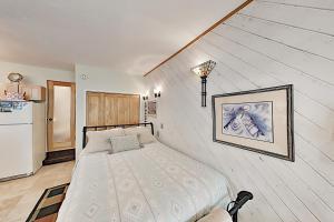 1 dormitorio pequeño con 1 cama en la pared en Sierra Del Sol 23, en Taos Ski Valley
