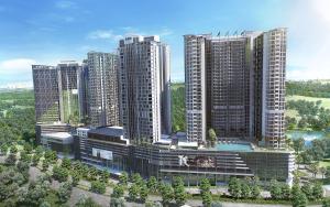 Pemandangan umum bagi Nusajaya atau pemandangan bandar yang diambil dari apartmen