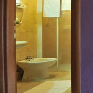 a bathroom with a toilet and a sink at Hotel Centro Turistico Gardesano in Bussolengo