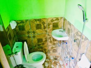 a bathroom with a toilet and a sink at SHENAMAE Pension&Apartel in San Vicente