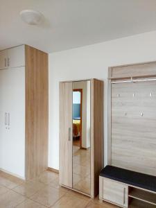 a room with a closet with a mirror at Modlinska Apartments in Nowy Dwór Mazowiecki