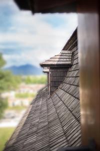 a roof of a building with a window on it at Chateau Diva in Turčianske Teplice