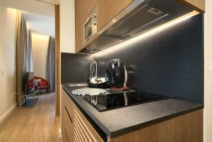 Kuchyň nebo kuchyňský kout v ubytování Suites Murillo Plaza Sta. Cruz
