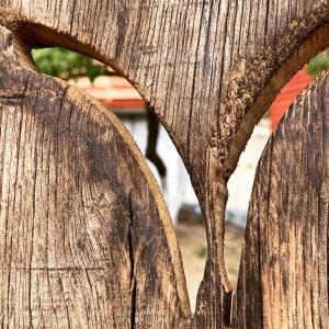 a close up of a wooden fence at La tanière Dinant in Dinant
