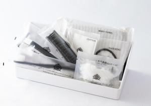 a white box filled with different types of mascara at APA Hotel Nambaminami Ebisucho Eki Shinsekai in Osaka