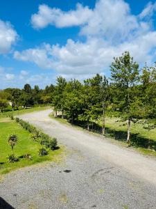 a dirt road with trees on the side of a field at Monte do Lago, Pegões in Pegões