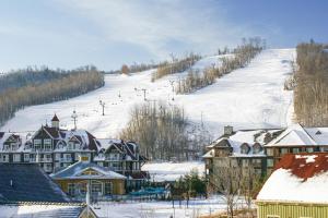 une ville avec une colline enneigée et une piste de ski dans l'établissement Condo 211 At North Creek Resort, à Blue Mountains